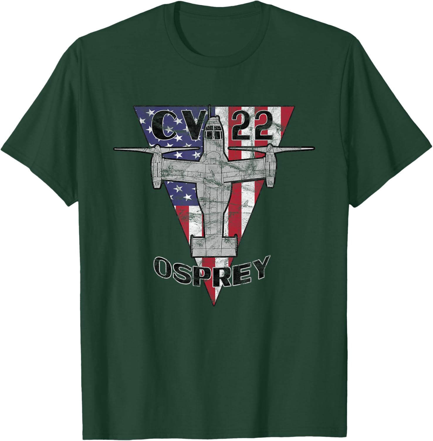 CV-22 Osprey Tilt-Rotor Military Airplane Patriotic Vintage T-Shirt - T-Shirt | Forest