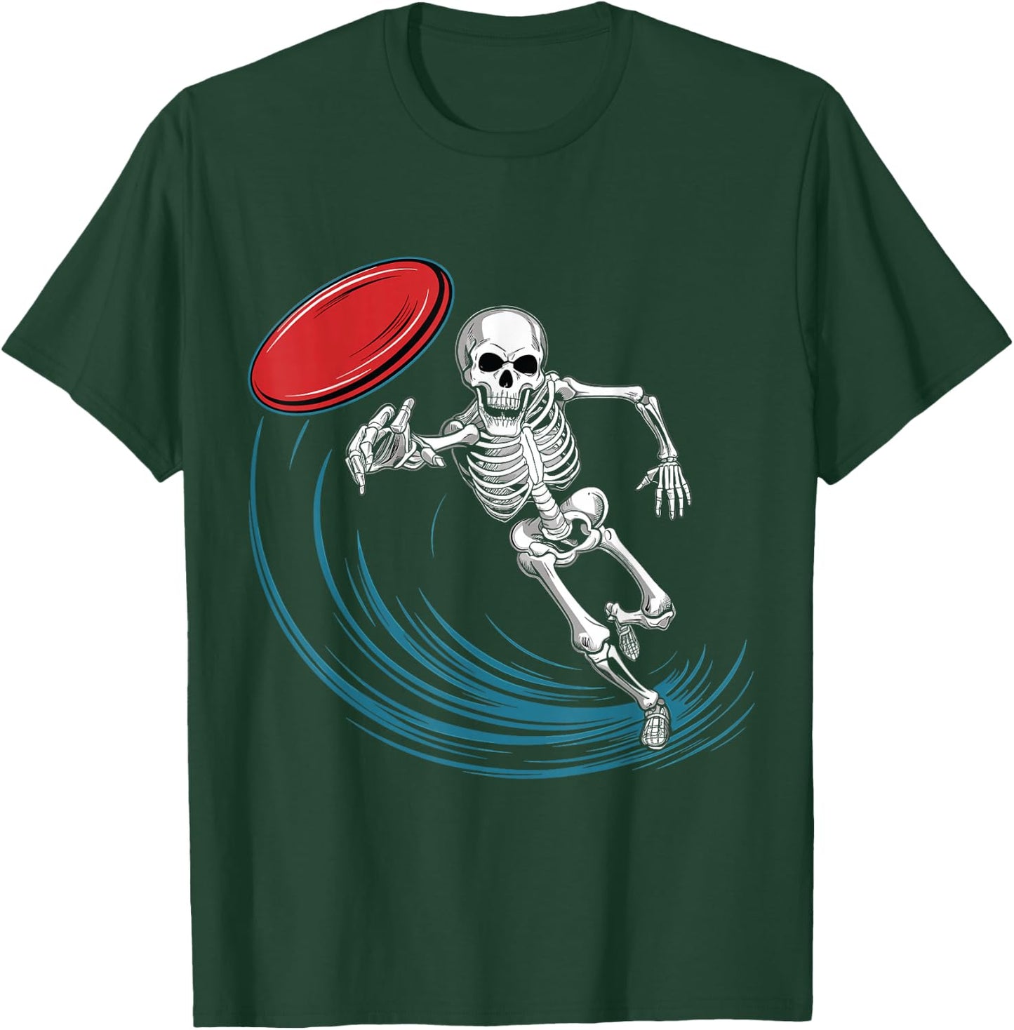 Disc Golfing Skeleton Halloween Men Boys Disc Golf Halloween T-Shirt - T-Shirt | Forest
