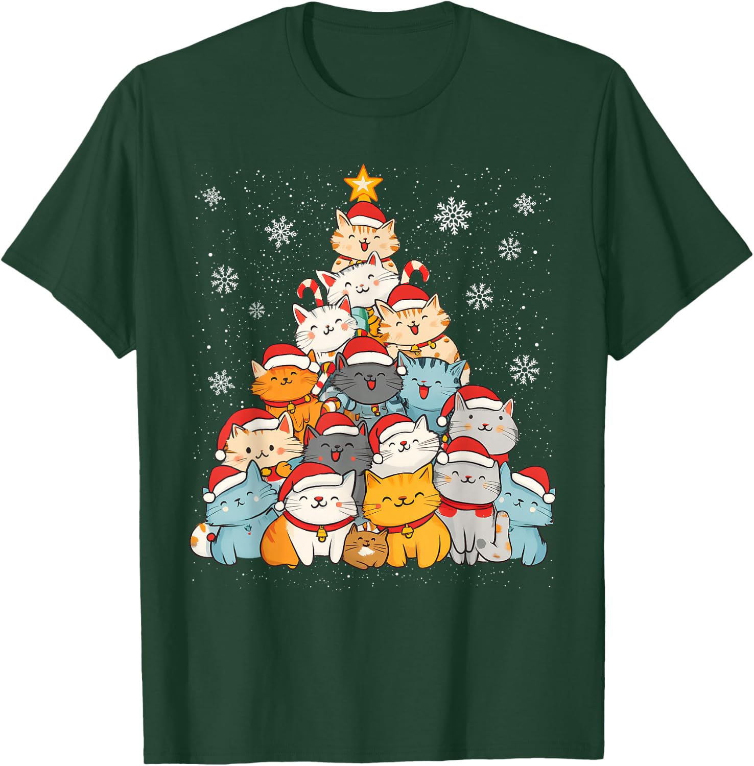 Merry Catmas Merry Christmas Tree Cat Lover Men Women Kids T-Shirt - T-Shirt | Forest