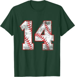 Baseball 14 Jersey 14th Birthday Gifts 14 Year Old Boys Kids T-Shirt - T-Shirt | Forest