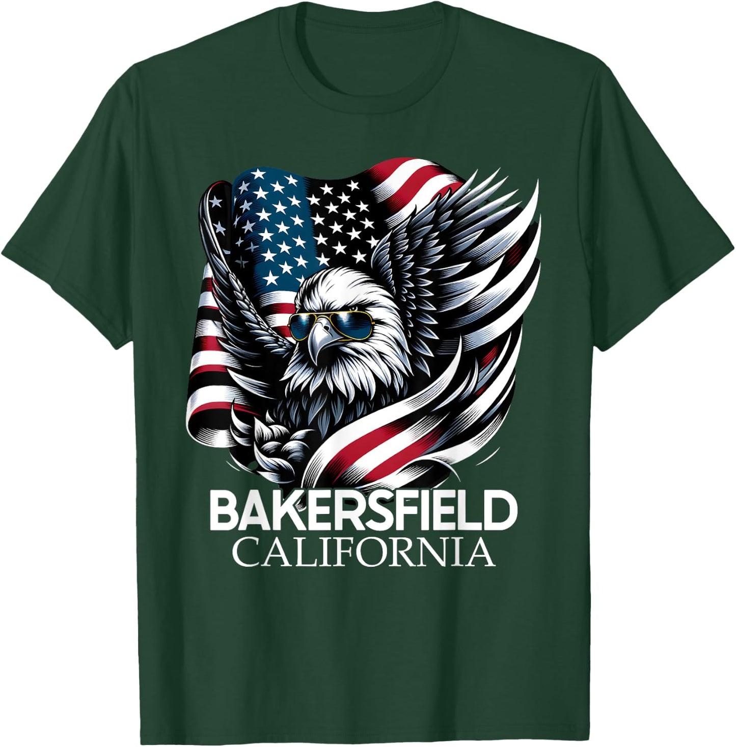 Bakersfield California 4th Of July USA American Flag Kids Men T-Shirt - T-Shirt | Forest
