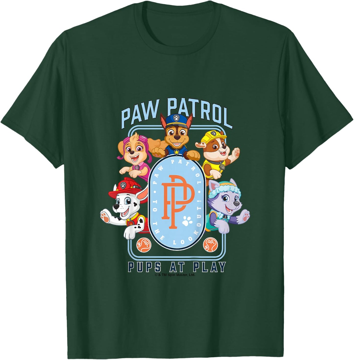 Kids PAW Patrol To The Lookout! Pups At Play Vintage Logo T-Shirt - T-Shirt | Forest