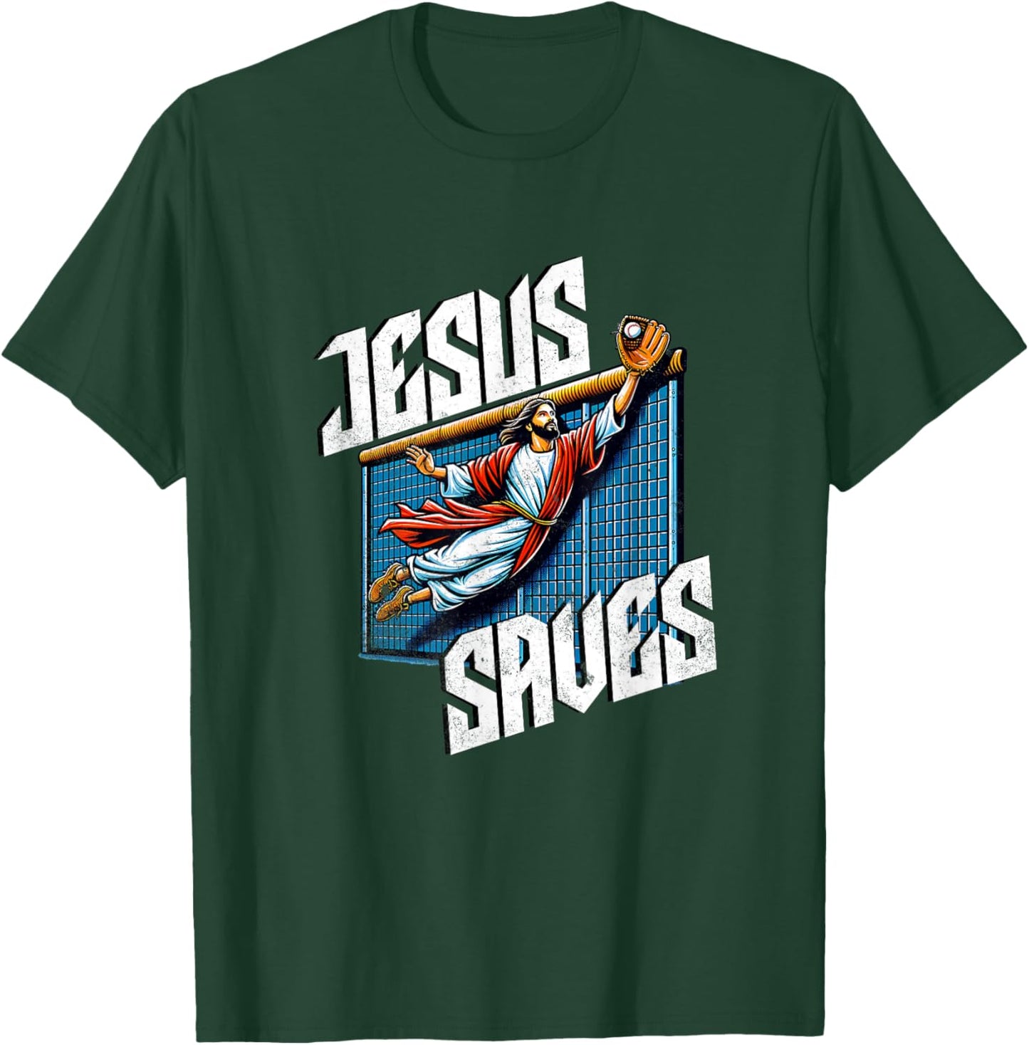 Vintage Jesus Saves Baseball Player Homerun T-Shirt - T-Shirt | Forest