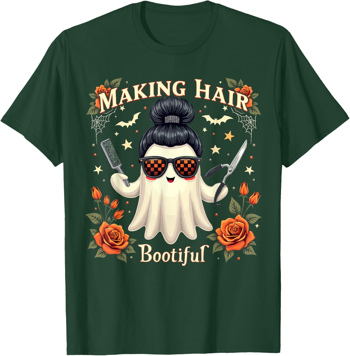 Hair Making Bootiful Ghost Halloween Hairdresser Hairdresser T-Shirt - T-Shirt | Forest