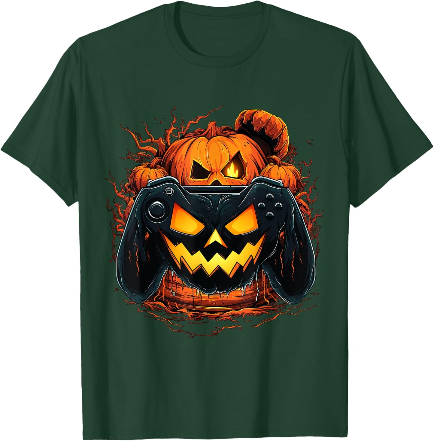 Halloween Shirt Gamer Gaming Pumpkin Boys Halloween Costume T-Shirt - T-Shirt | Forest