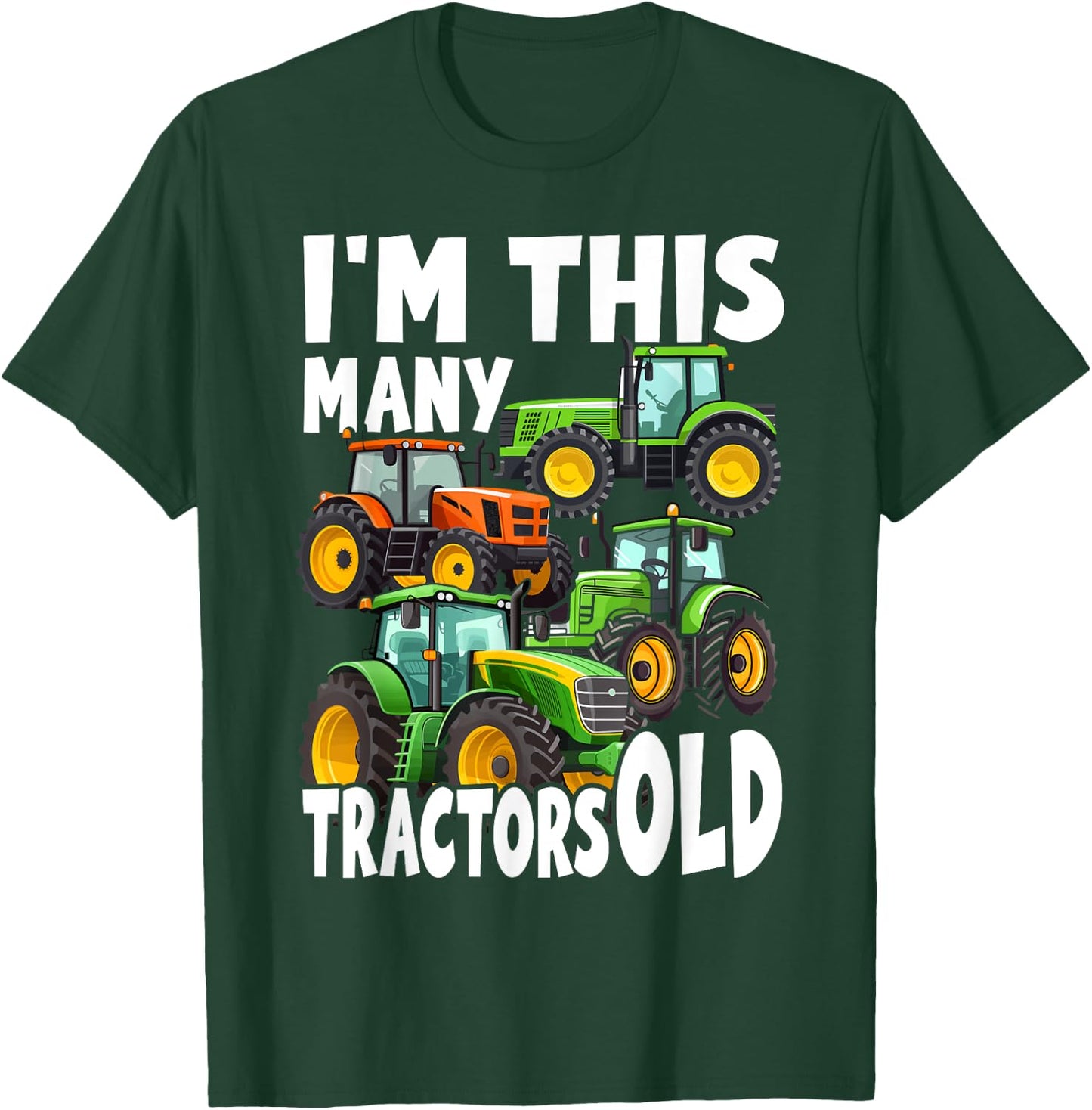 4 Year Old Boy Tractors Old 4th Birthday Farm Tractor Truck T-Shirt - T-Shirt | Forest