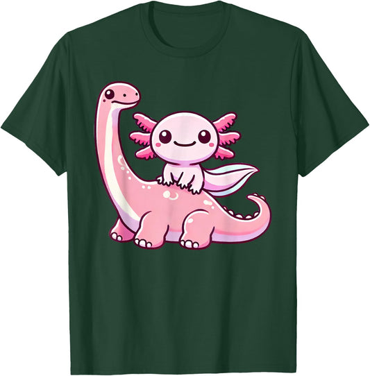 Anime Kawaii Axolotl Dinosaur Brachiosaurus T-Shirt - T-Shirt | Forest