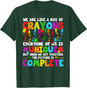 Funny Teacher We are Like A Box of Crayons Back to School T-Shirt - T-Shirt | Forest