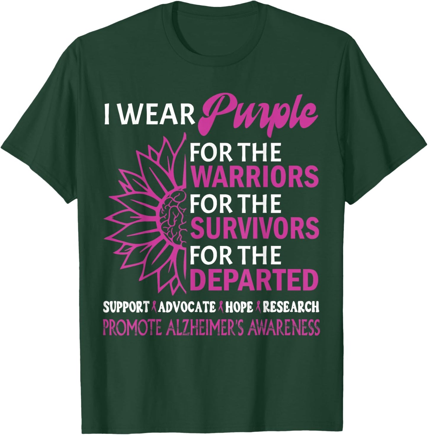 I Wear Purple Alzheimer's Awareness Disease Purple Ribbon T-Shirt - T-Shirt | Forest