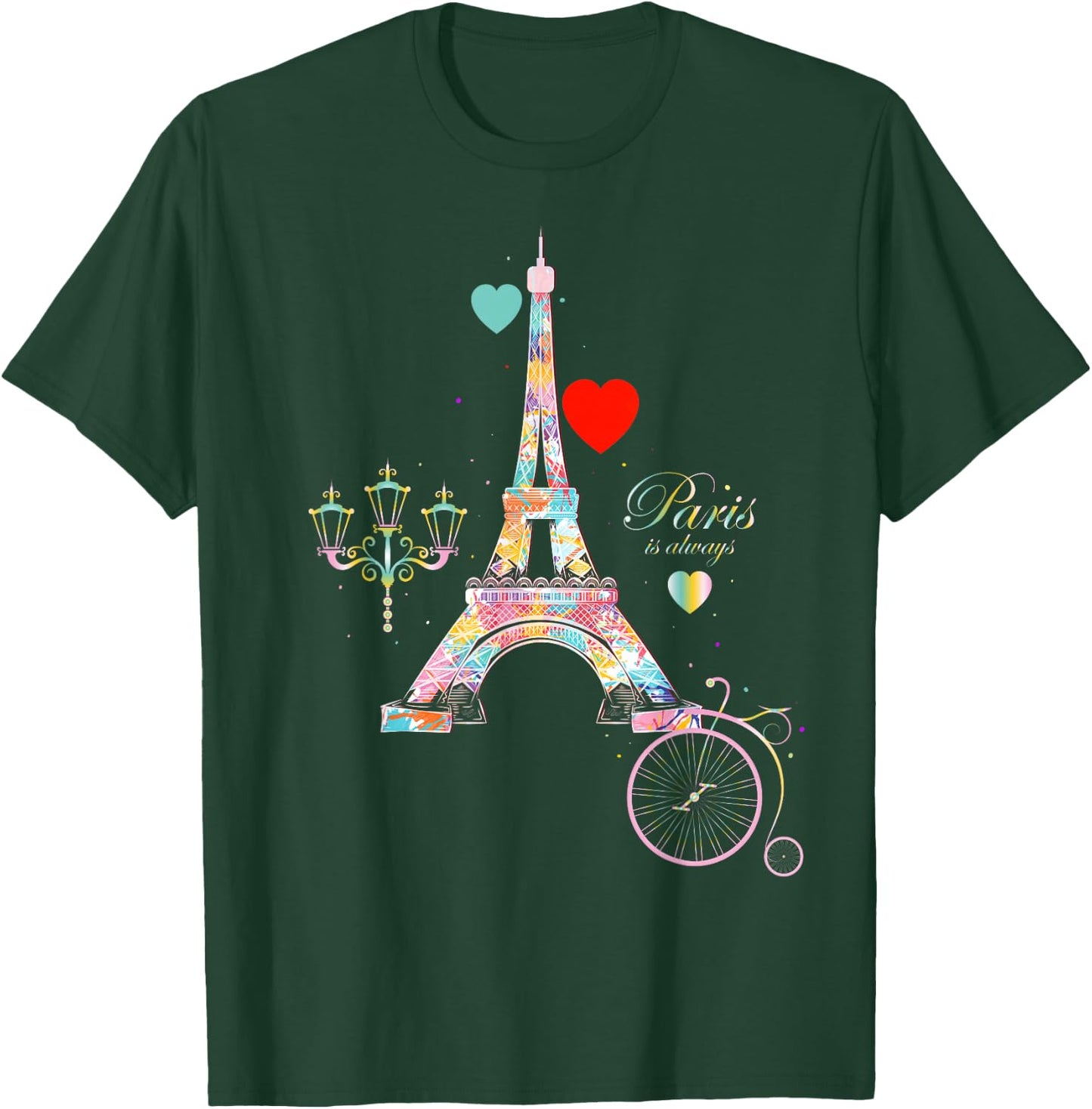 Paris in Our Hearts Eiffel Tower France Love Sign T-Shirt - T-Shirt | Forest