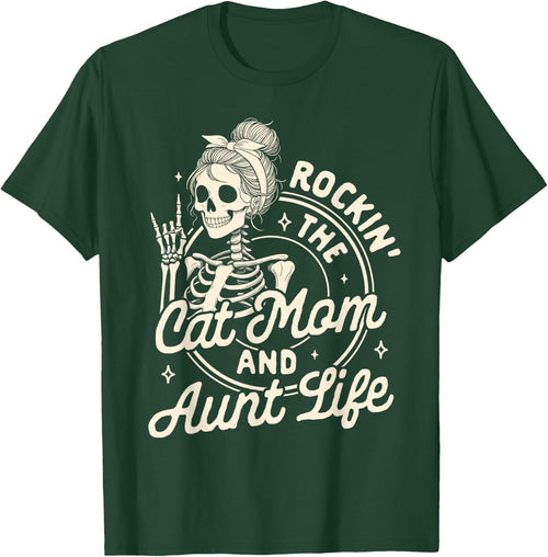 Cat Mama Auntie Skeleton Rocking The Cat Mom & Aunt Life