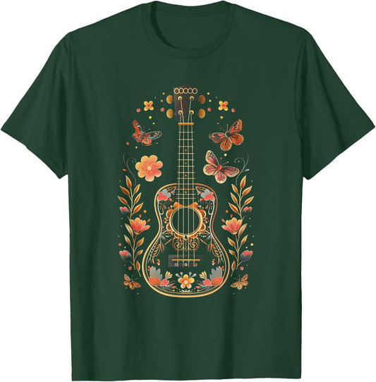 Ukulele Butterfly Boho T-Shirt - T-Shirt | Forest