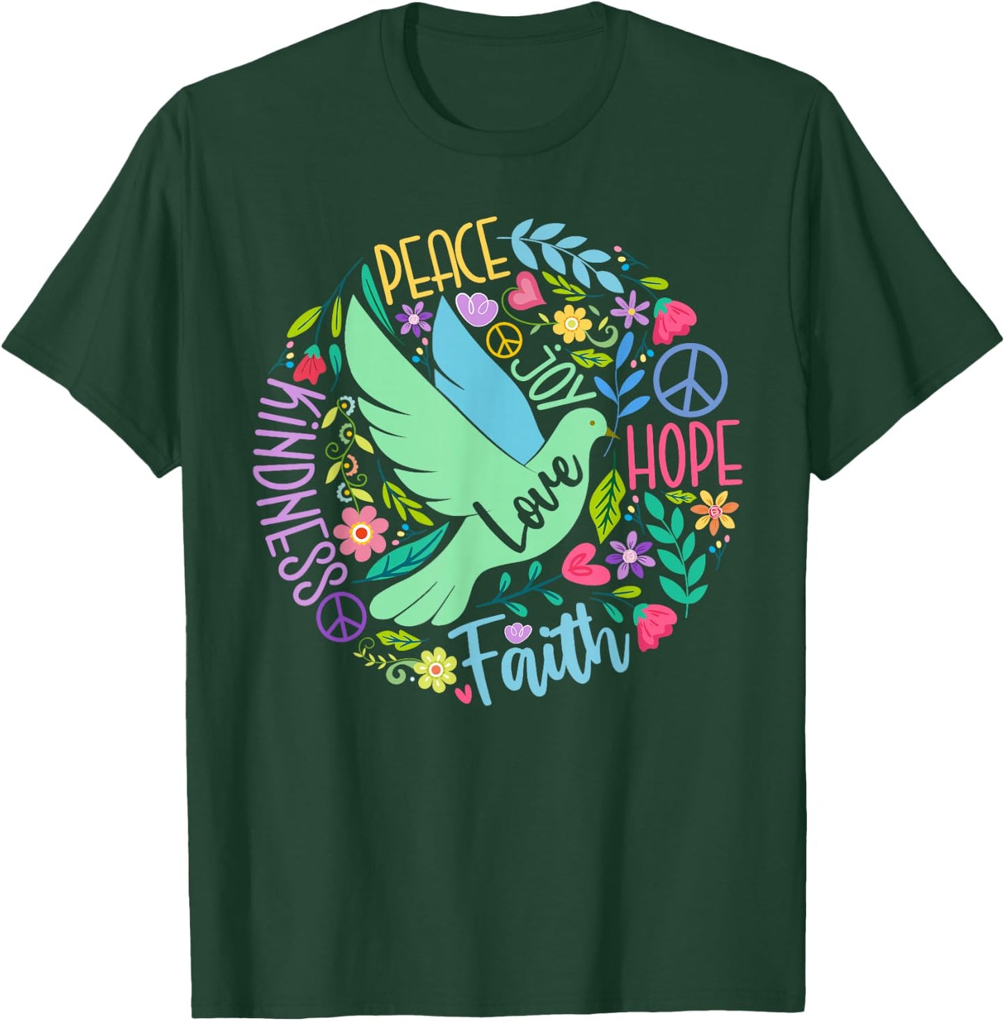 Groovy Hippie Peace Hope Love Peace Bird World Peace Day T-Shirt - T-Shirt | Forest