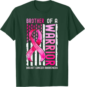 Brother Of A Warrior Breast Cancer USA Flag Awareness Pink Kids Men T-Shirt - T-Shirt | Forest