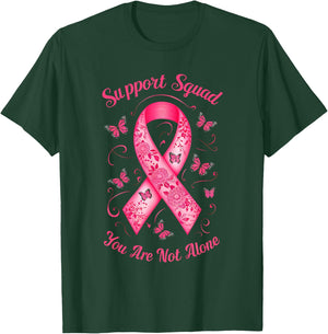 Support Squad Breast Cancer Awareness Pink Ribbon Butterfly T-Shirt - T-Shirt | Forest