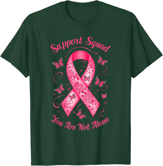 Support Squad Breast Cancer Awareness Pink Ribbon Butterfly T-Shirt - T-Shirt | Forest