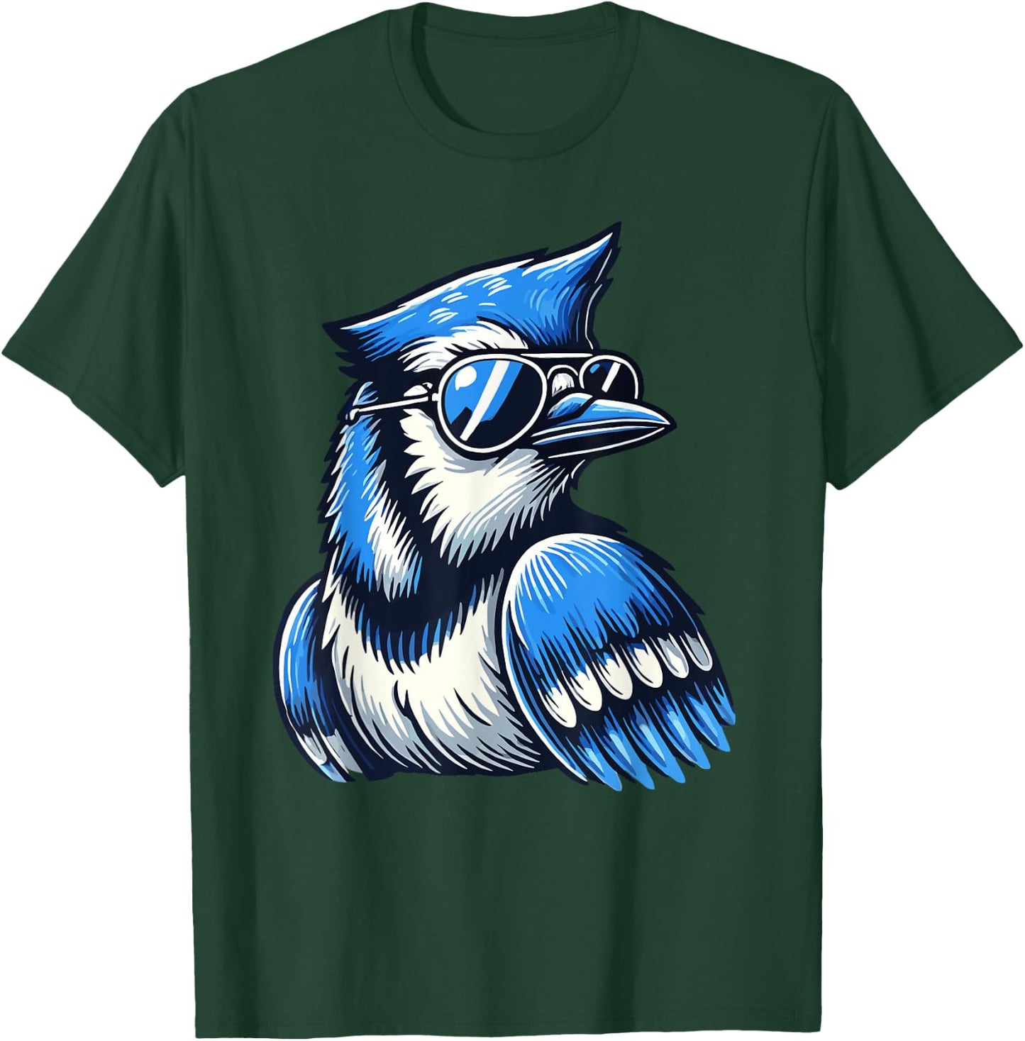 Cool Blue Jay Bird Wearing Sunglasses Funny Animal Lover T-Shirt - T-Shirt | Forest