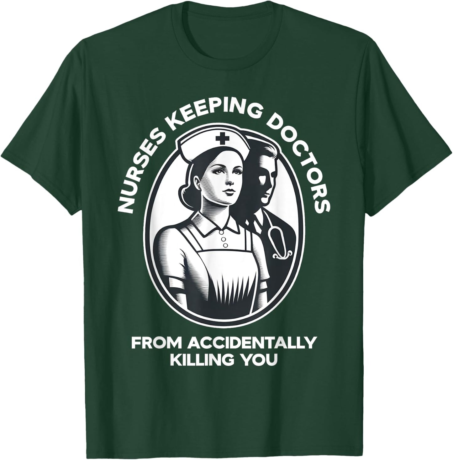 Happy Heart Scrubs Funny Nurse Keeping Doctors From Accident LPN RN CNA Nursing - Adult - Black - Small - Short Sleeve T-Shirt - T-Shirt | Forest
