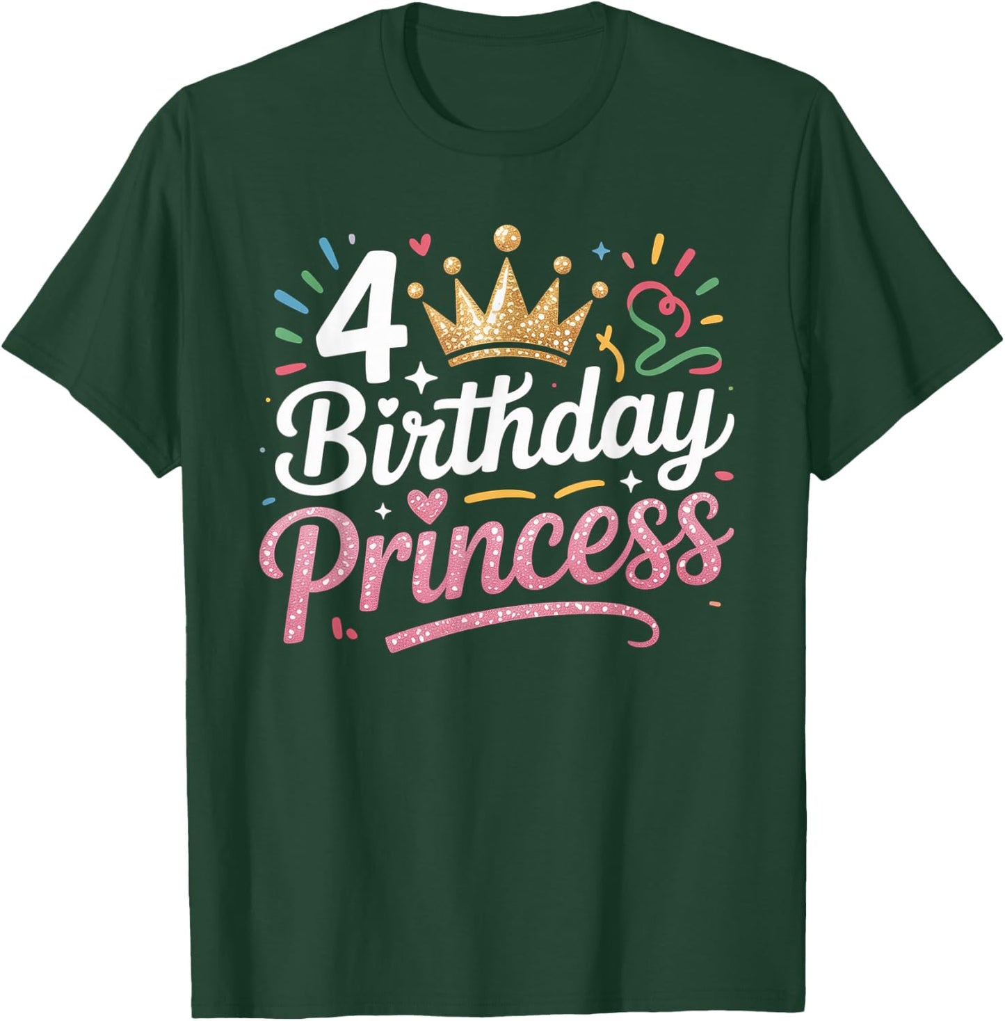 Birthday Girl This Princess is 4 Year Old Girl B-Day T-Shirt - T-Shirt | Forest
