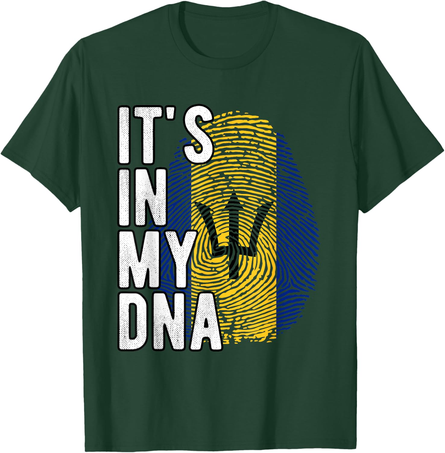 Funny it's in my DNA Barbados flag Fingerprint T-Shirt - T-Shirt | Forest