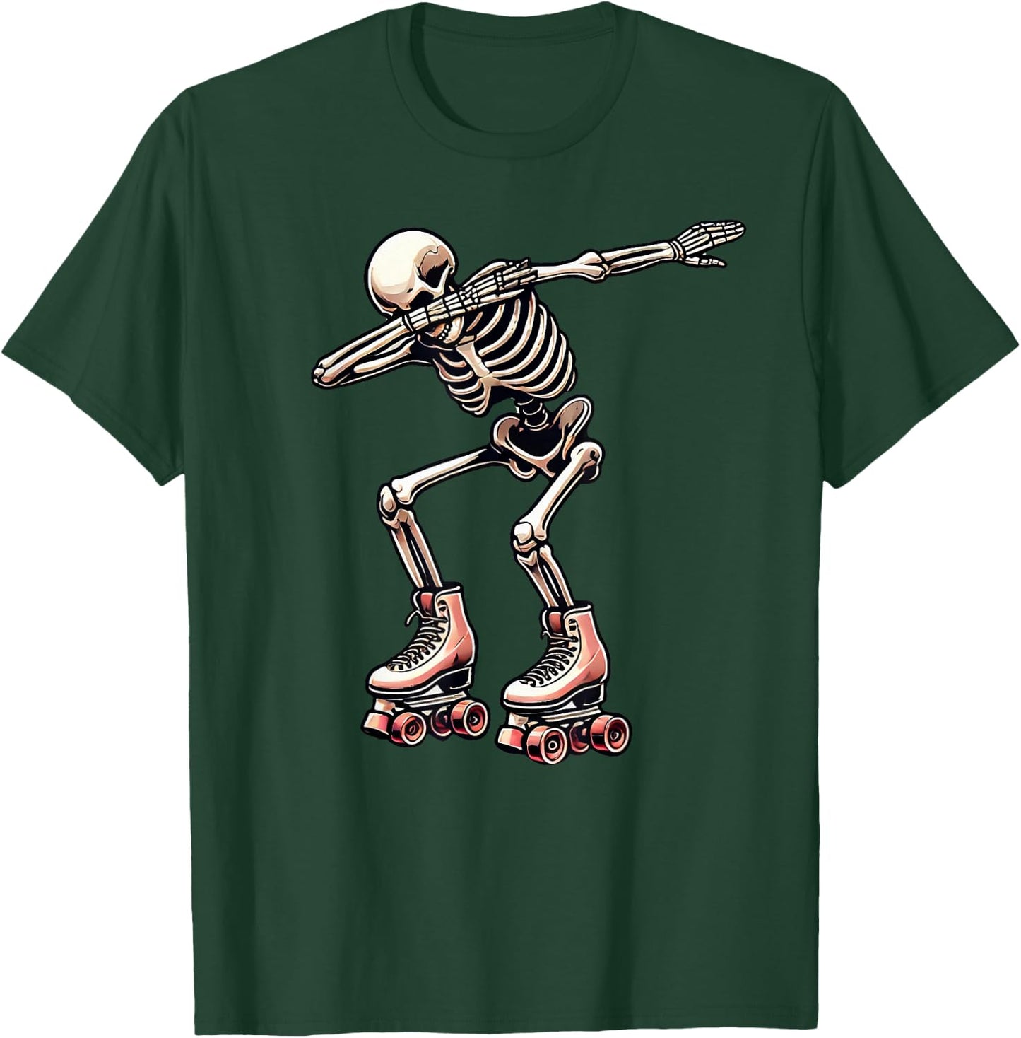 Skeleton Roller Skating Skater Halloween T-Shirt - T-Shirt | Forest