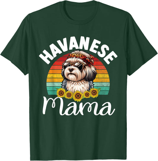 Vintage Floral Havanese Mama Retro Dog Lover Mother's Day Women Kids T-Shirt - T-Shirt | Forest