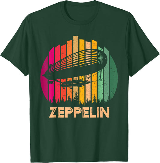 Retro Vintage Sunset Zeppelin 70s 80s Dirigible Airship T-Shirt - T-Shirt | Forest