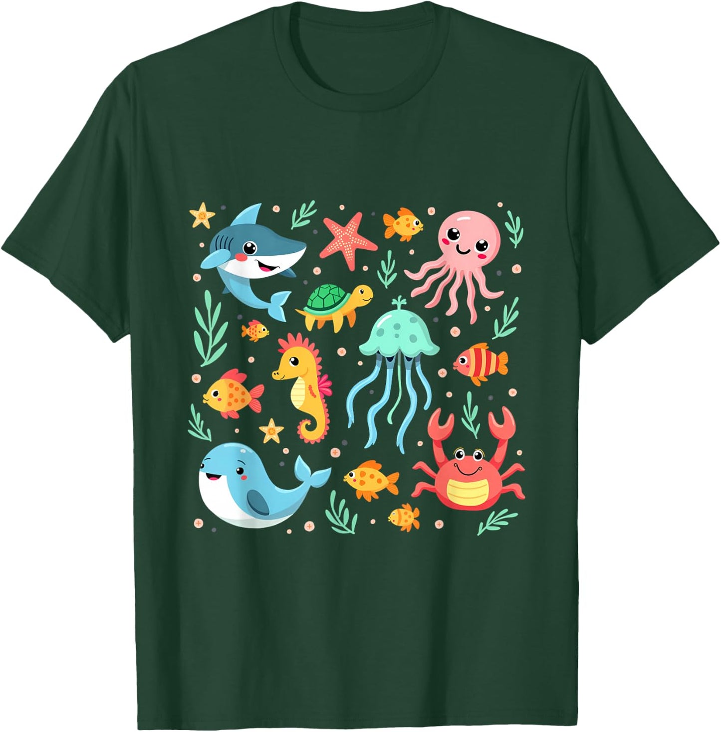 Cute Sea Animals Kids Children Ocean Creatures Clownfish T-Shirt - T-Shirt | Forest