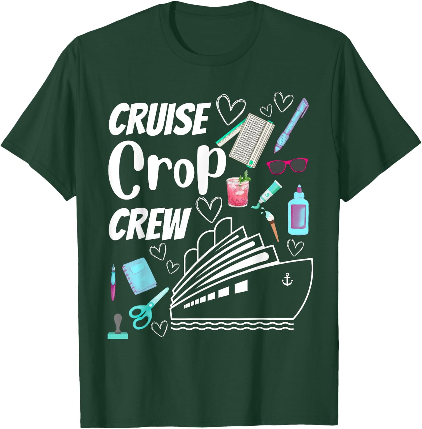 Cruise Crop Crew Scrapbook Crafting Journaling Travel T-Shirt - T-Shirt | Forest