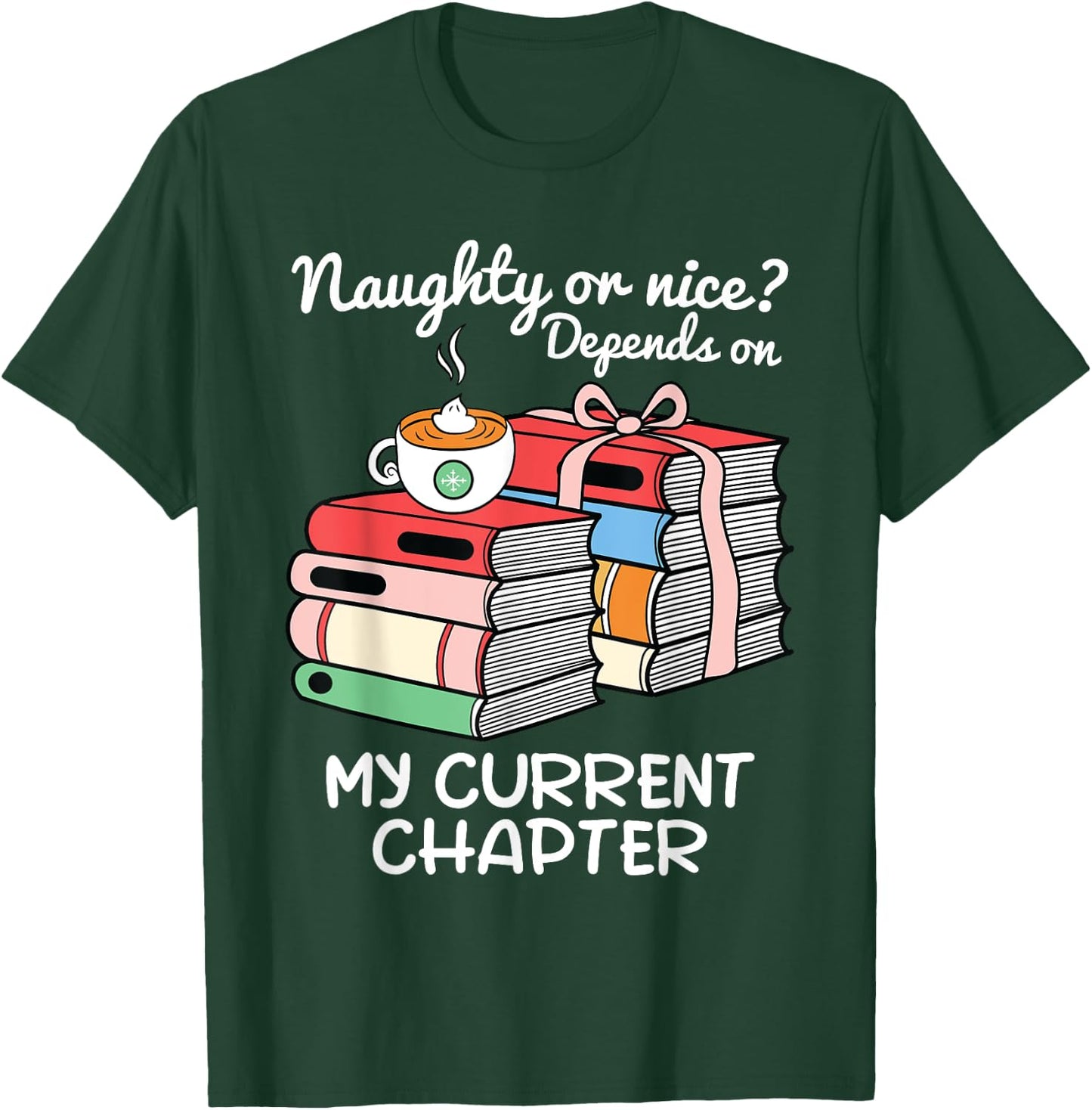 Funny Christmas Book Lovers Naughty or Nice T-Shirt - T-Shirt | Forest