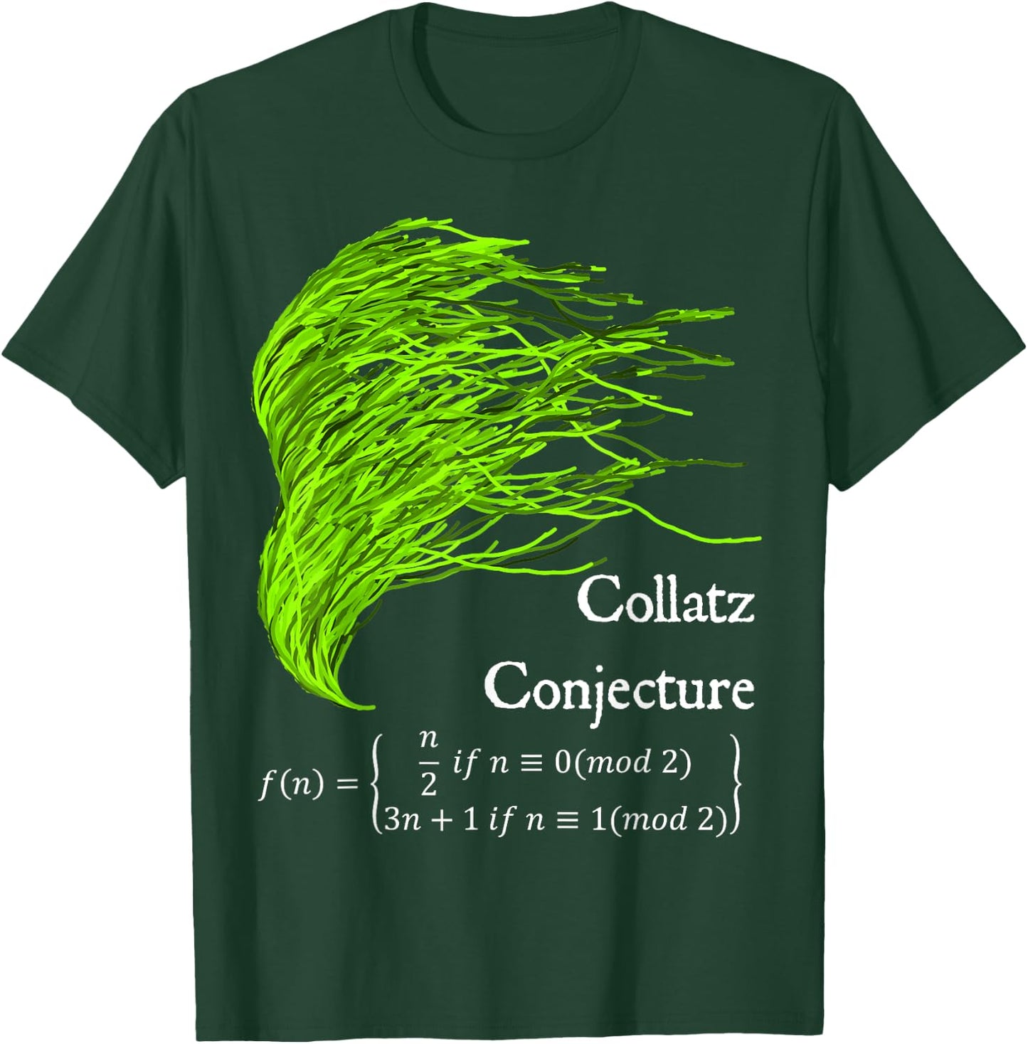 Nerdy Collatz Conjecture 3n+1 Green Seaweed Math Teacher Women Kids T-Shirt - T-Shirt | Forest
