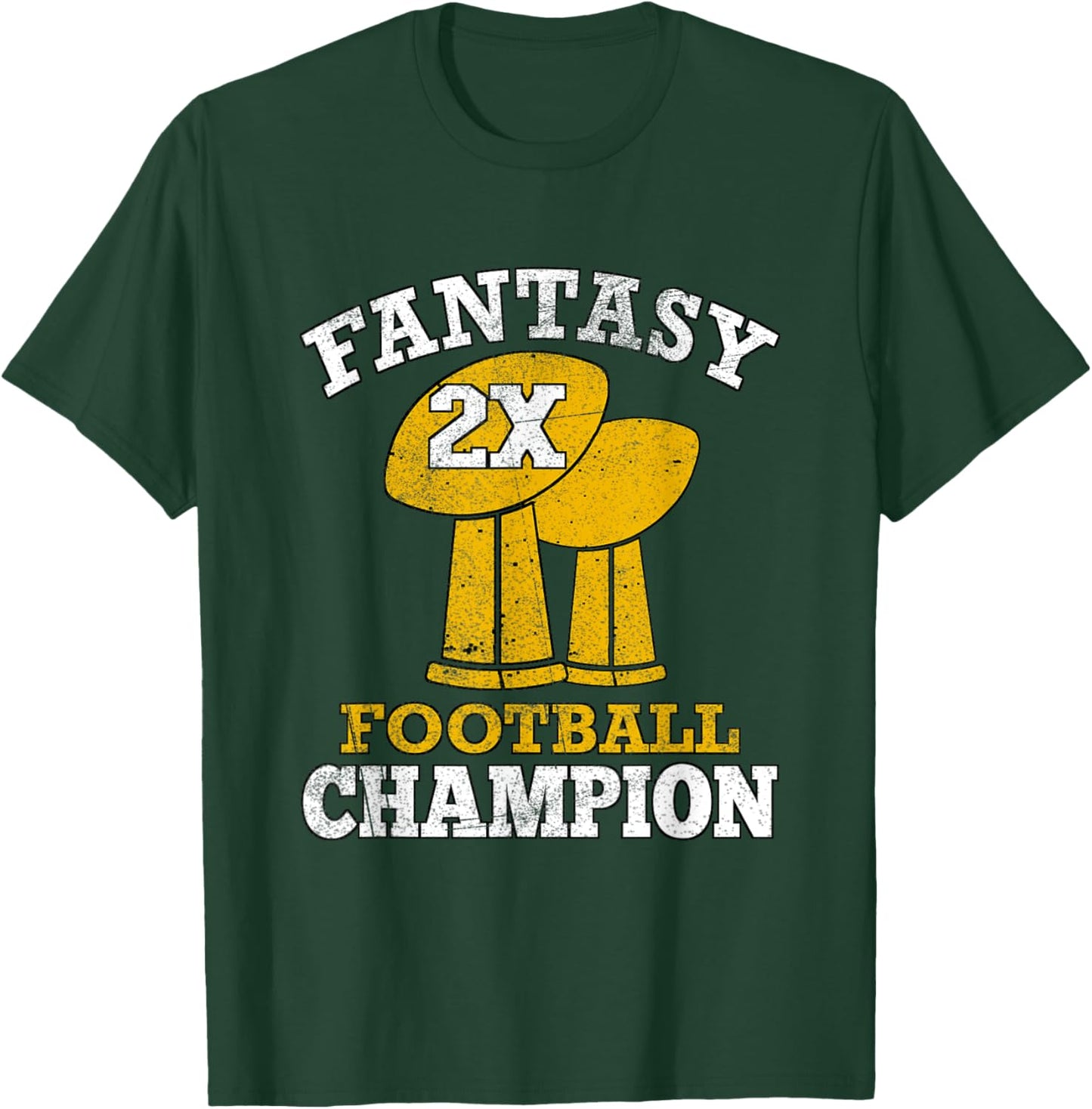 Fantasy Football 2x Champion Two Time Champ Fantasy Winner T-Shirt - T-Shirt | Forest