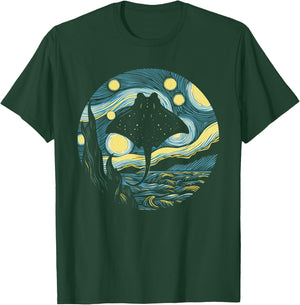 Stingray Manta Ray Starry Night Painting Art T-Shirt - T-Shirt | Forest