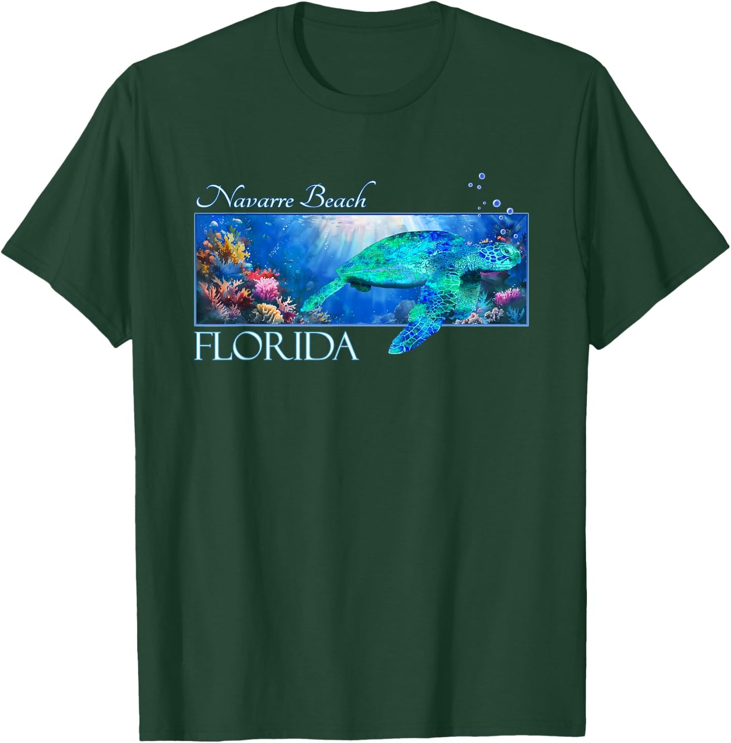 Navarre Beach Florida Vacation Swimming Sea Turtle Men Women Girls Kids T-Shirt - T-Shirt | Forest