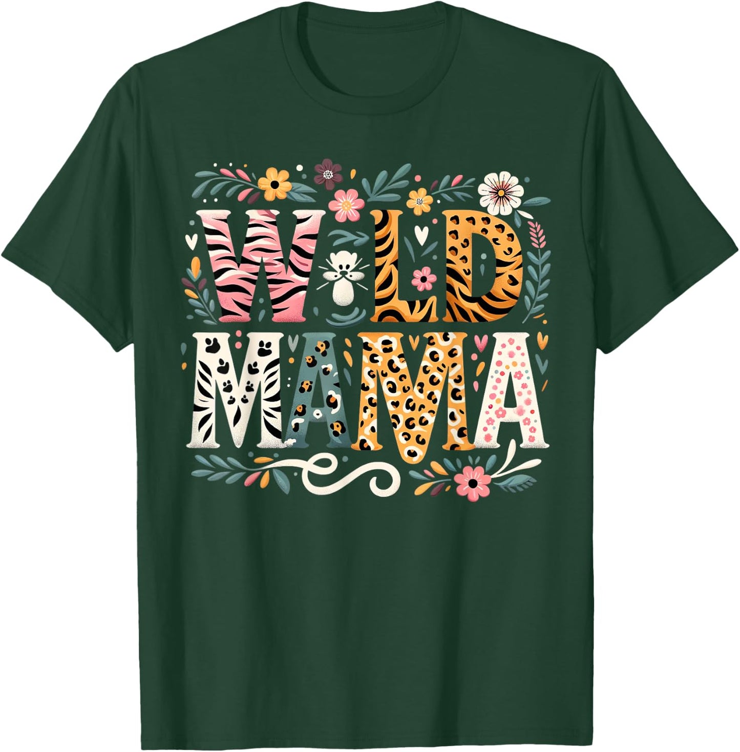 Floral Wild Mama Zoo Adventure Birthday mom Safari Jungle T-Shirt - T-Shirt | Forest