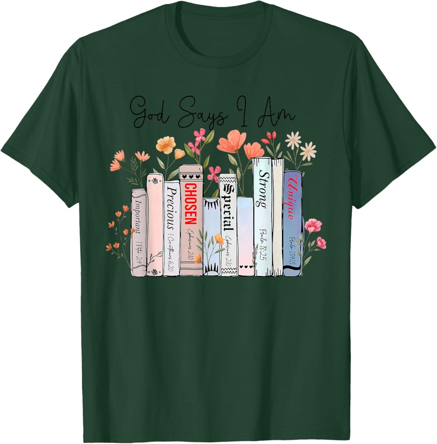 God Says I Am Funny Book Bible Verse Christian Girls Women T-Shirt - T-Shirt | Forest