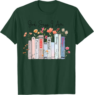 God Says I Am Funny Book Bible Verse Christian Girls Women T-Shirt - T-Shirt | Forest