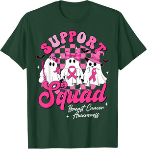 Support Squad Breast Cancer Awareness Cute Ghost Halloween T-Shirt - T-Shirt | Forest