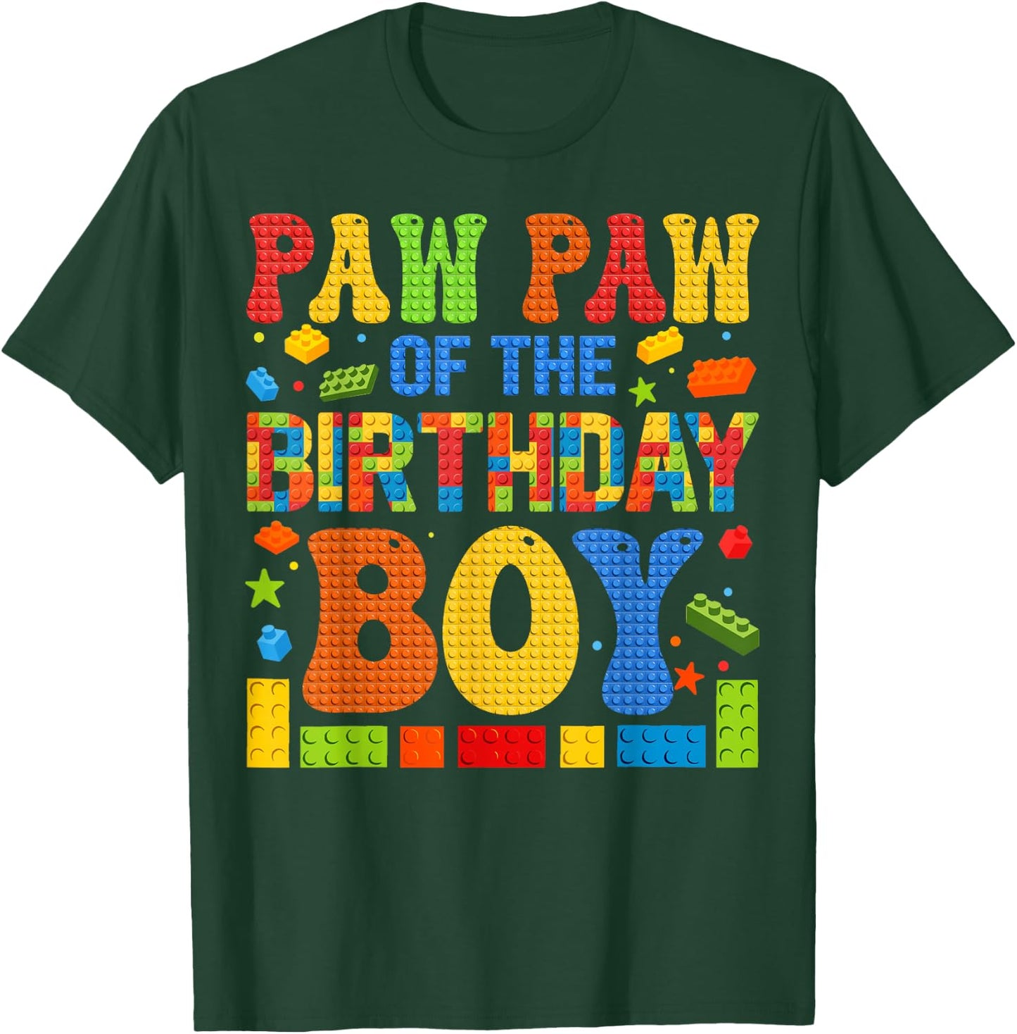 Paw Paw Of The Birthday Boy Building Block Birthday Party T-Shirt - T-Shirt | Forest