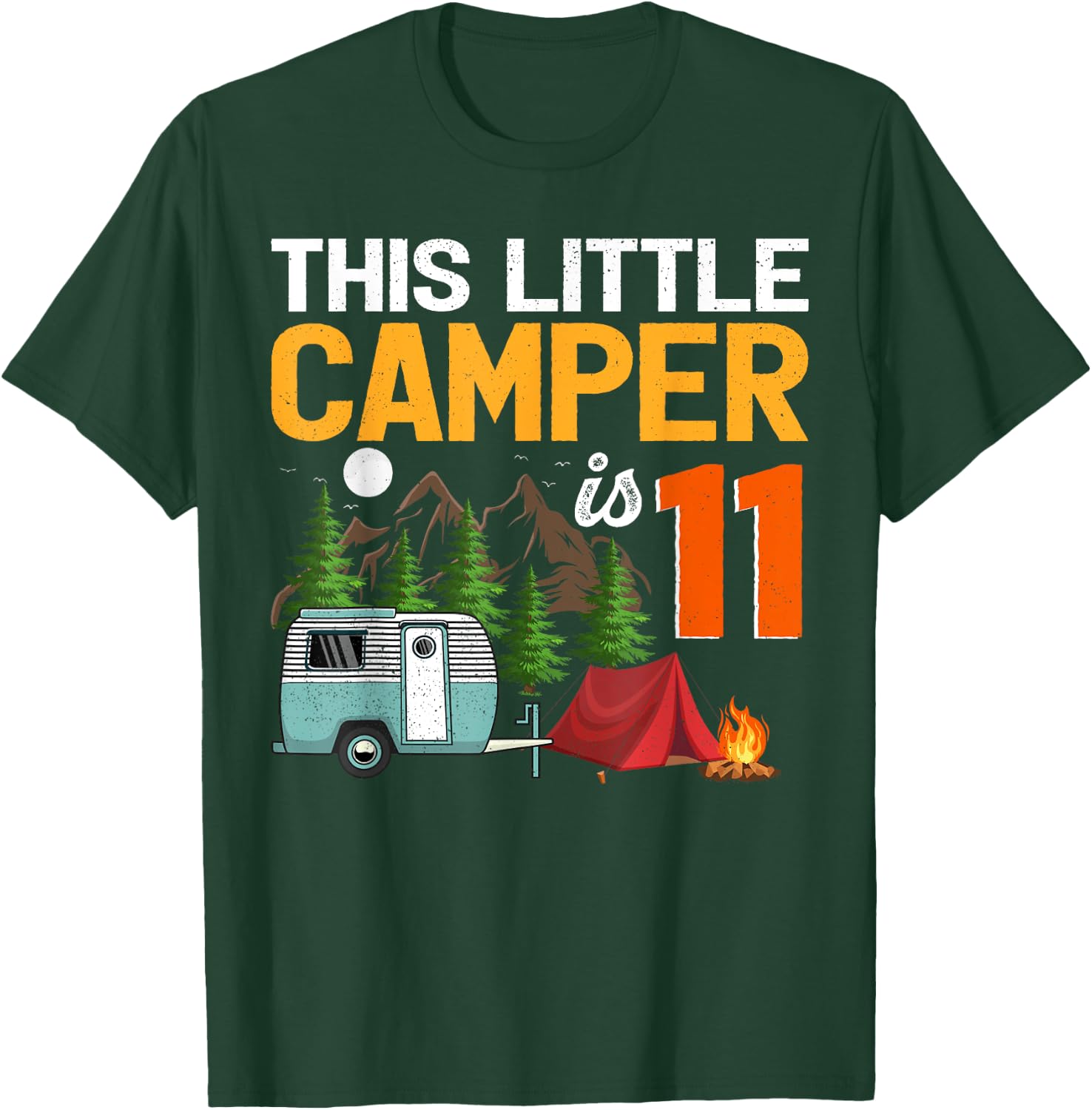 This Little Camper Is 11 Year Old Camping 11th Birthday T-Shirt - T-Shirt | Forest