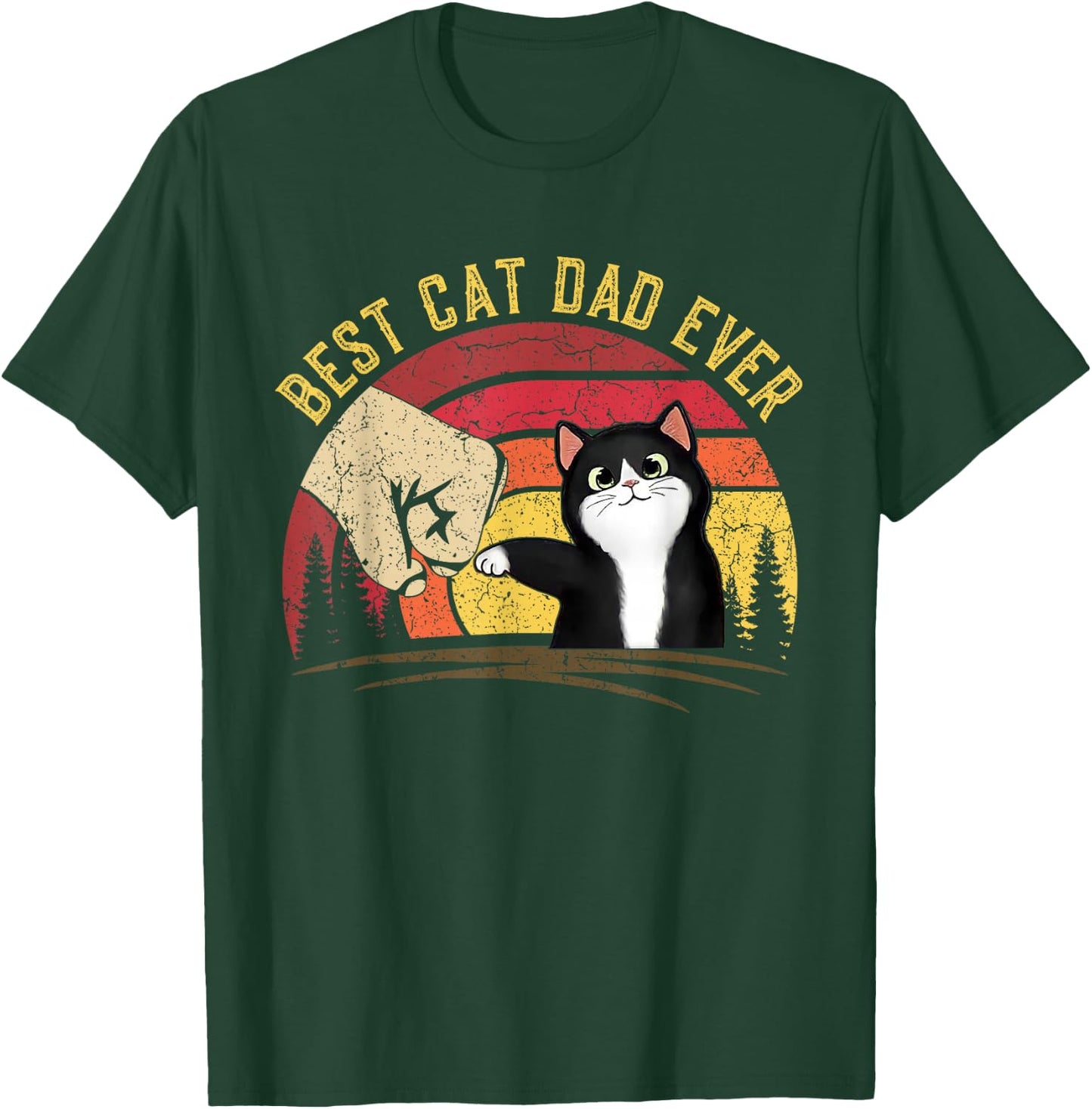 Cat Daddy Father's Day Cat Dad, Retro Best cat Dad Ever T-Shirt - T-Shirt | Forest