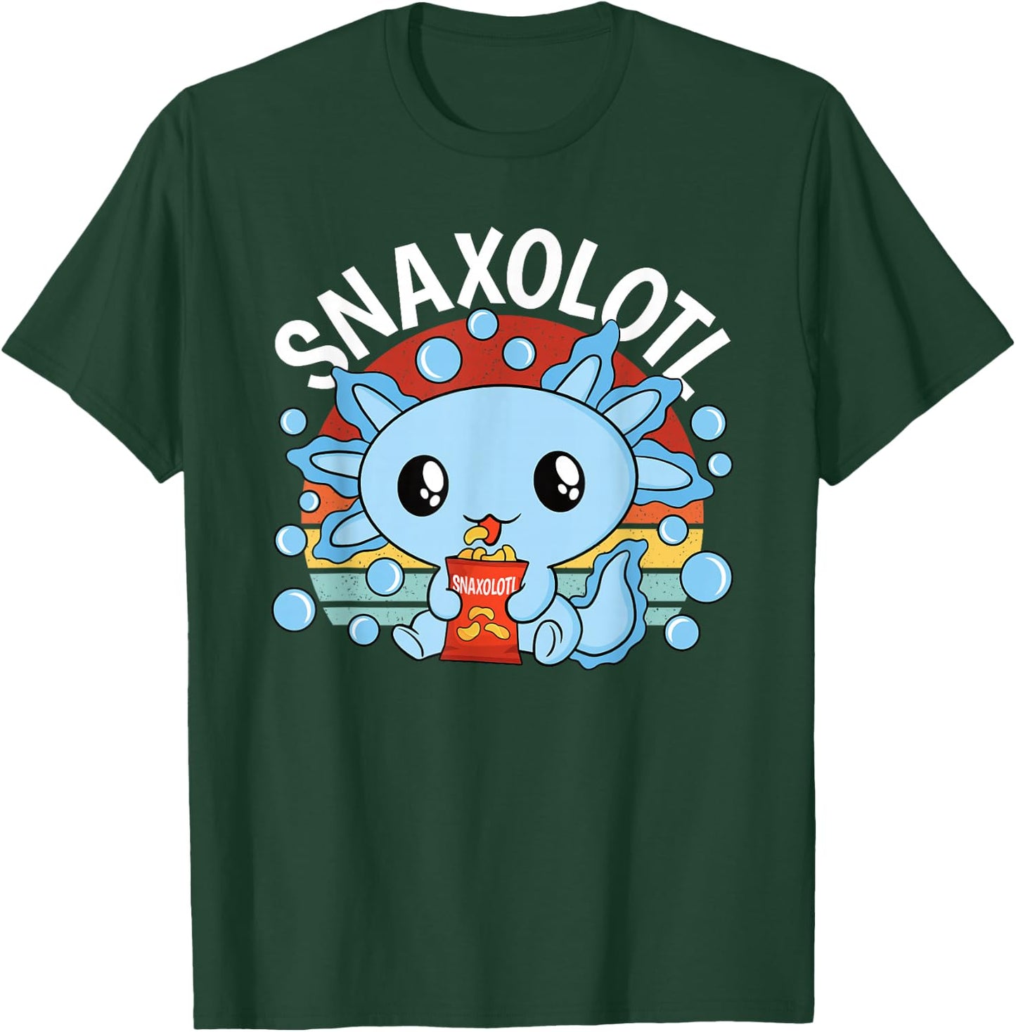 Snaxolotl Funny Snacking Kawaii Axolotl Men Women Kids T-Shirt - T-Shirt | Forest