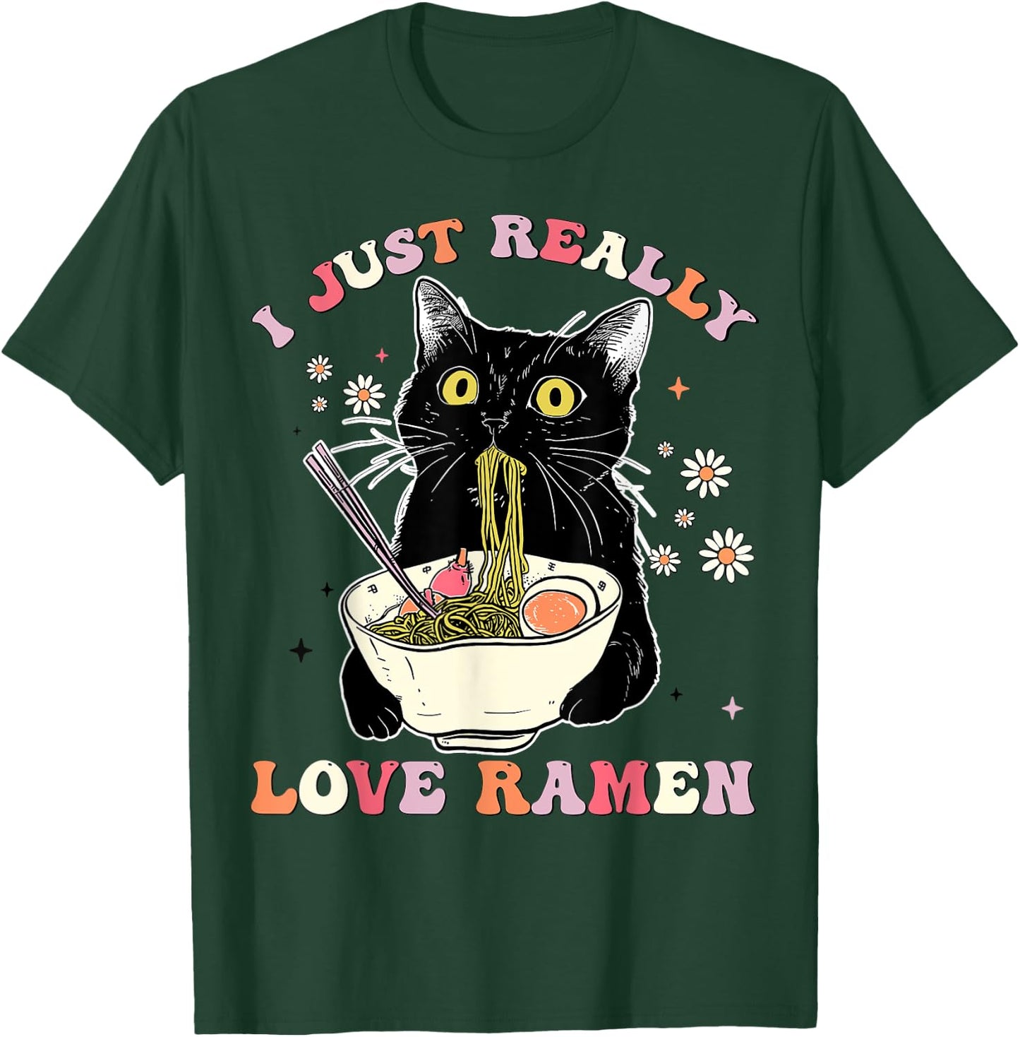 Ramen Cat Anime Kawaii Clothes Otaku Clothing Manga T-Shirt - T-Shirt | Forest