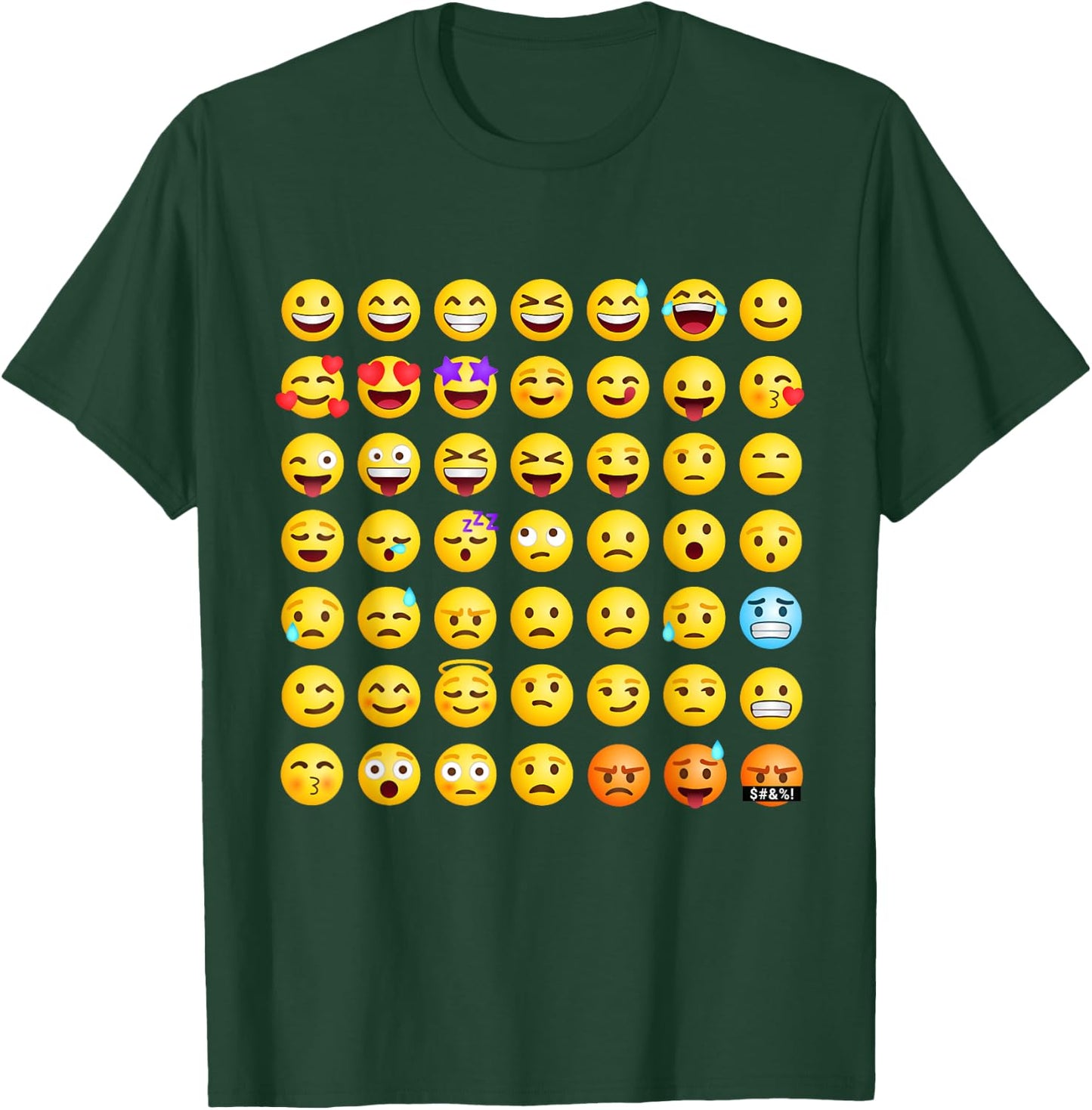 Cool Social Media Sarcastic Smile Faces Graphic Designs T-Shirt - T-Shirt | Forest