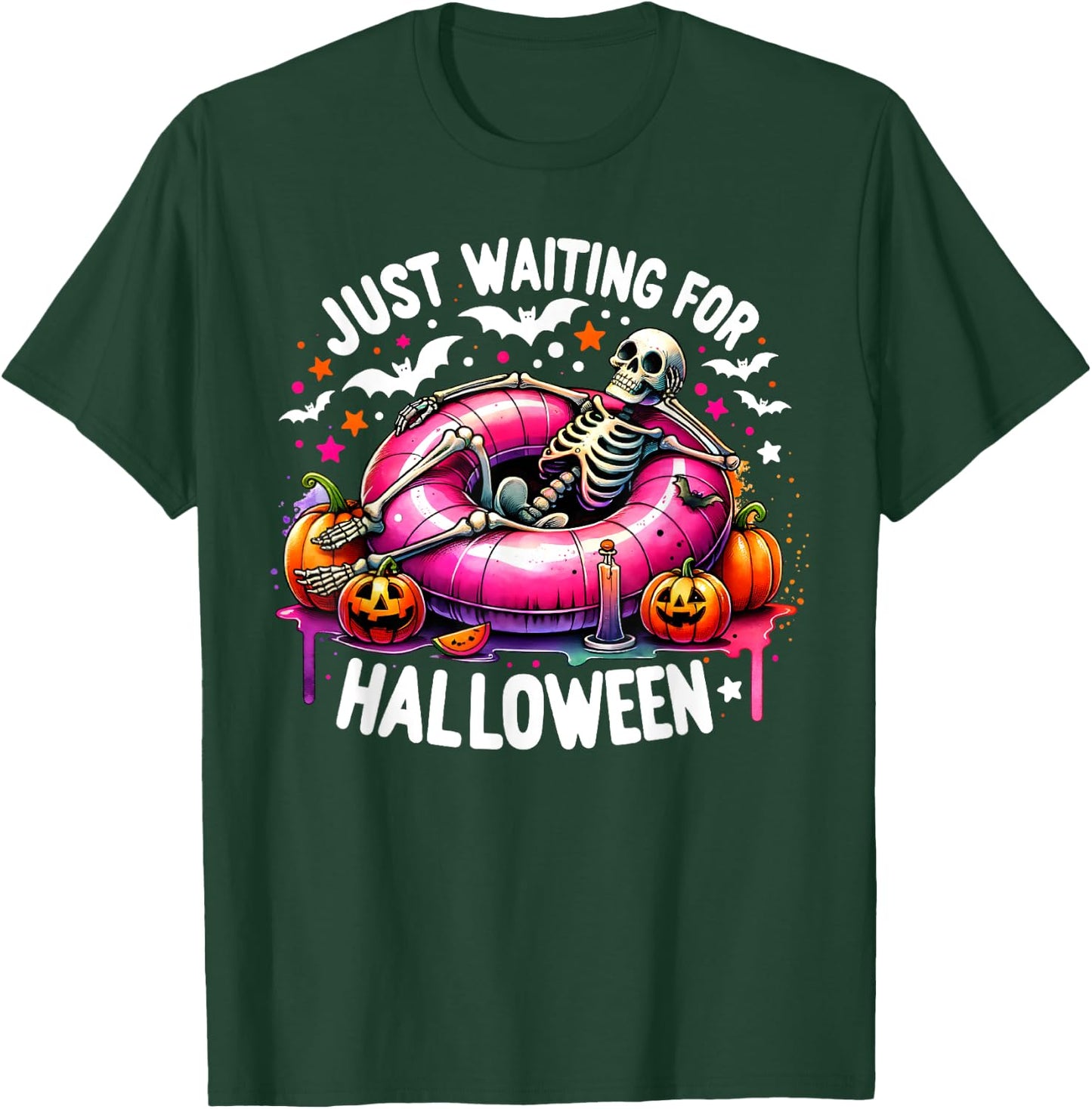 Summer Skeleton Jack O Lantern Just Waiting For Halloween Men Women Kids T-Shirt - T-Shirt | Forest