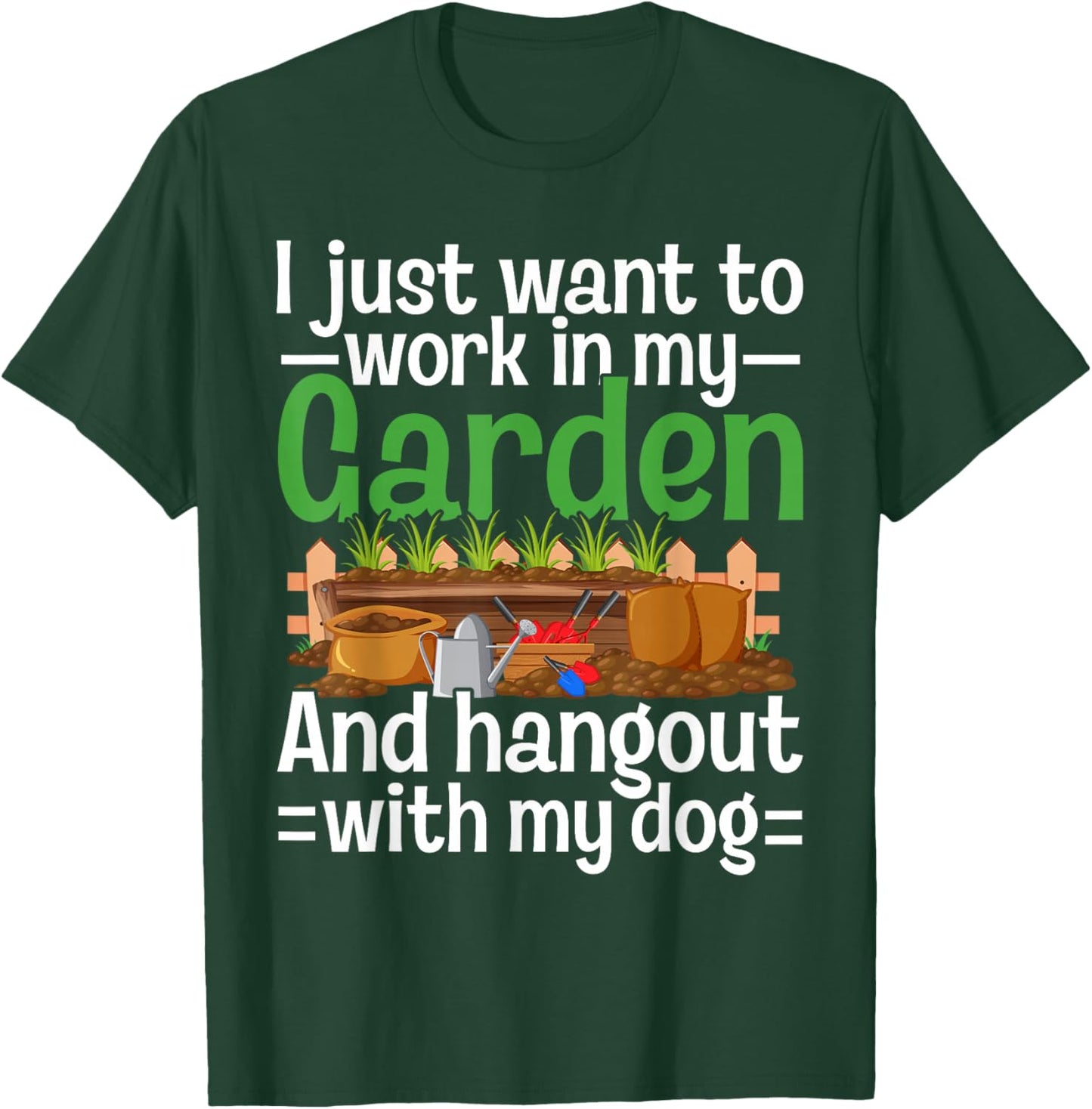 Gardening And Dogs Funny Gardening Plants T-Shirt - T-Shirt | Forest