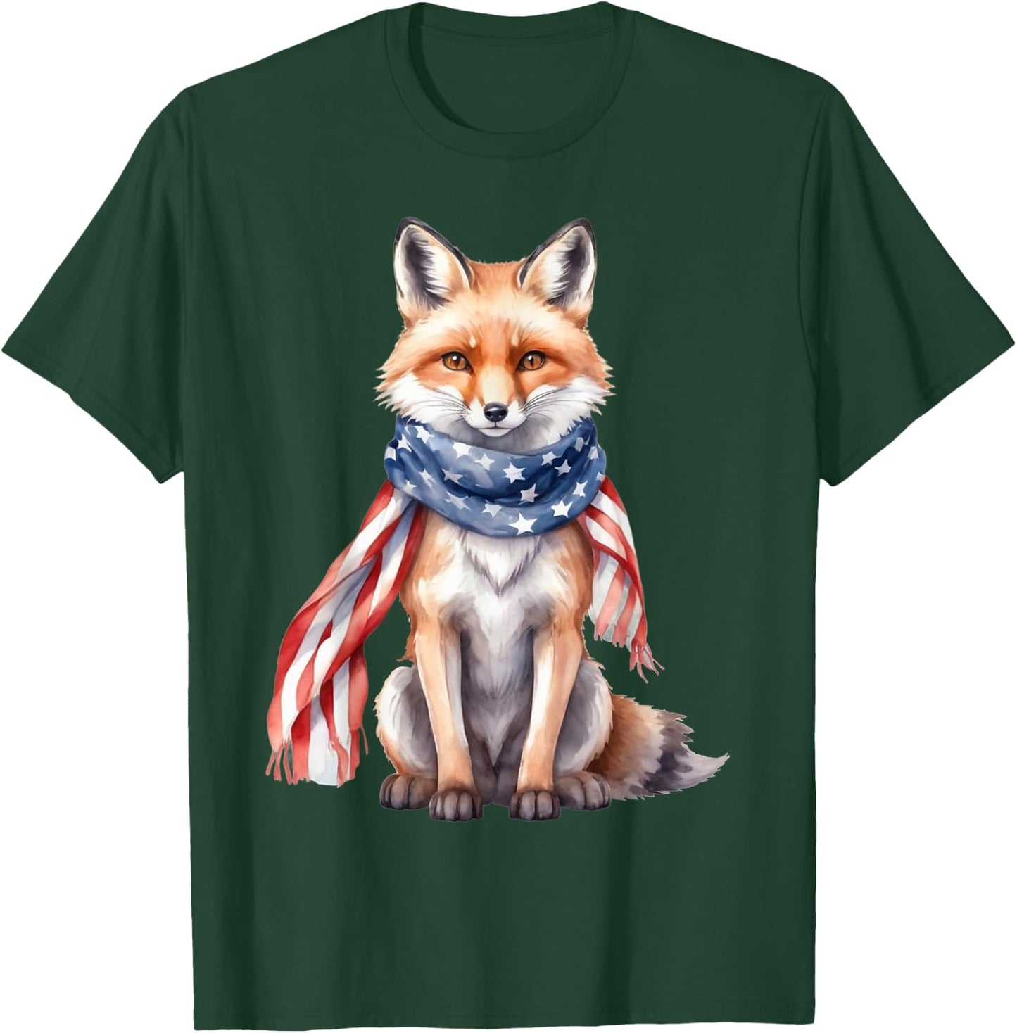 Fox 4th of July American Flag Fox Animal Patriotic Kids Men T-Shirt - T-Shirt | Forest