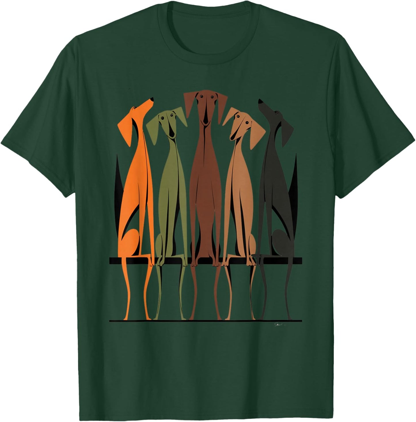 Vintage Retro Mid-Century Long Neck Dogs 50s 60s Style T-Shirt - T-Shirt | Forest