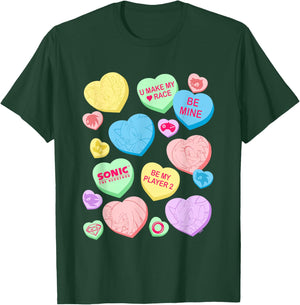Sonic The Hedgehog Valentine's Day Sonic Candy Hearts Logo T-Shirt - T-Shirt | Forest