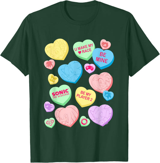 Sonic The Hedgehog Valentine's Day Sonic Candy Hearts Logo T-Shirt - T-Shirt | Forest
